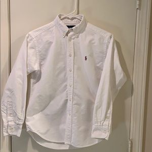 Polo long sleeve white Oxford. Boys 12